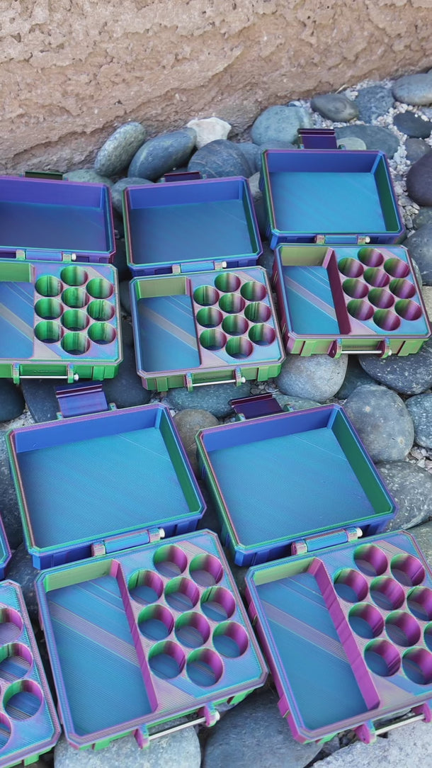 Video demonstration of a vial storage case opening and displaying vials.